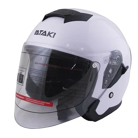 Шлем открытый со стеклом ATAKI JK526 Solid (бел глянц, M)