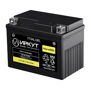 Мотоциклетный аккумулятор ИРКУТ YTX4L-GEL (2024)