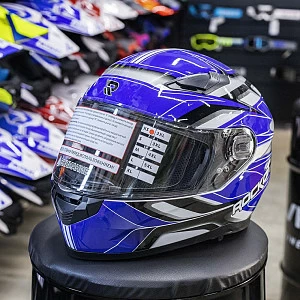 Шлем интеграл с очками ROCKOT RM-133 Impulse (син/сер глянц, XL)