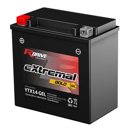 Мотоциклетный аккумулятор RDrive extremal Gold YTX14-GEL (2024)