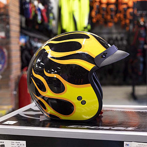 Шлем открытый с козырьком ROCKOT RM-391 Classic Flame